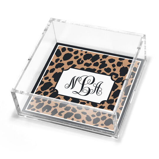 Black Leopard Royalty Petite Lucite Trinket Tray